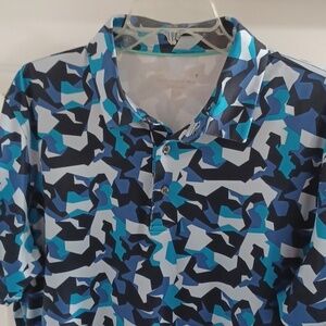 Men's Blue Camouflage Golf Polo Shirt, L